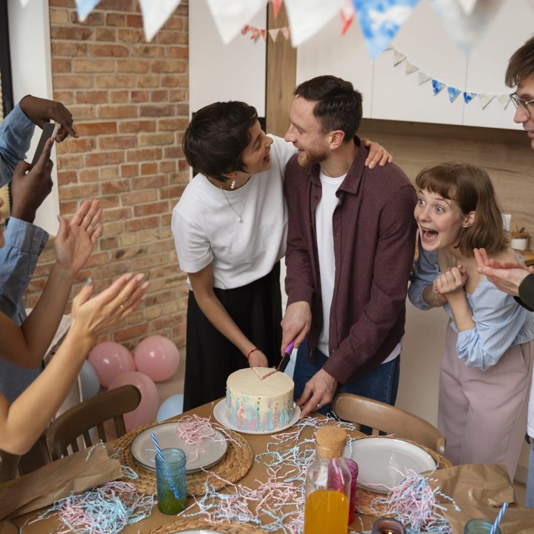 volunteers celebrating kids birthday party